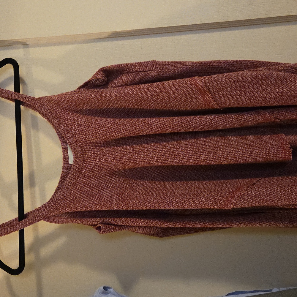 Anthropologie Deletta Red Heathered Knit Cold Open Shoulder Oversized Sweater